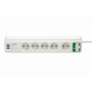 Сетевой фильтр APC PM5U-GR (Essential SurgeArrest, 5 розеток, USB-зарядное устройство на 2 порта, 5 В, 2.4 А, 230 В)
